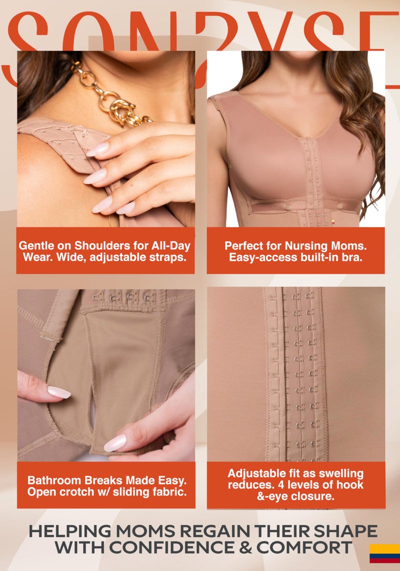 Sonryse PP-086 Fajas Colombianas Reductoras y Moldeadoras Postpartum Girdle Tummy Control Shapewear Mocha Small - Image 3
